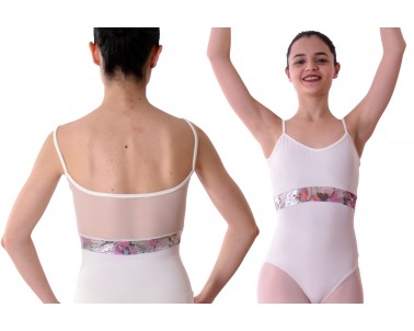 Leotard with net inserts