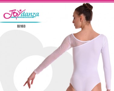 Body Da Ginnastica Per Bambina, Collo Alto Con Brillantini, Schiena In Rete, Manica Lunga, Per Danza, Balletto E Gare, Tessuto Traspirante, Taglie 5-16 Anni