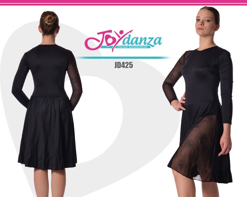Abito Danza Nero con Gonna con inserto brillantinato