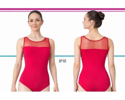 Tank top bodysuit with mesh insert